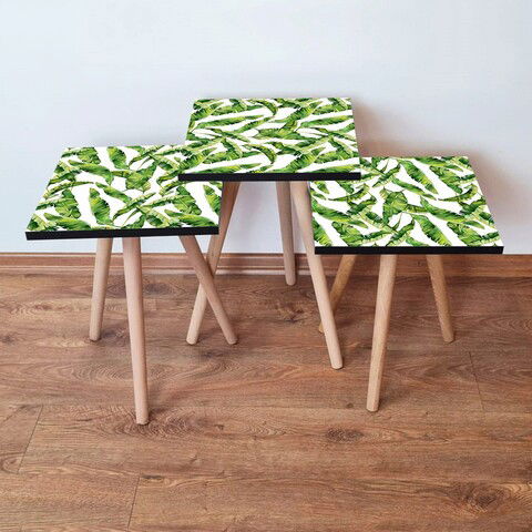 Set masute 3 piese, Leona, 3SHP253, Verde / Alb