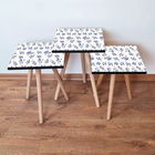Set masute 3 piese, Leona, 3SHP259, Albastru marin / Alb