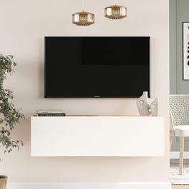 Comoda TV, Locelso, FR12-AW, 100x29.1cm, Pinul Atlantic / Alb