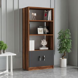 Corp biblioteca, Locelso, Vario D, 63.6x140x37.6cm, Nuc / Antracit