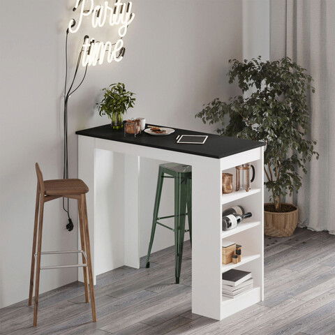 Masa de bar, Locelso, ST1, 120x101.8x51.6cm, Alb / Negru
