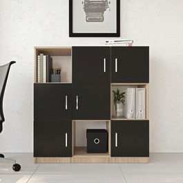 Dulap multifunctional, Locelso, VO7, 119.9x121.8x37.6cm, Stejar / Negru