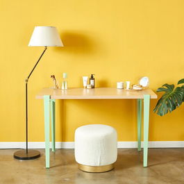Masa de toaleta / machiaj, Logg, Elaea, 90x75x45cm, De lemn / Menta verde