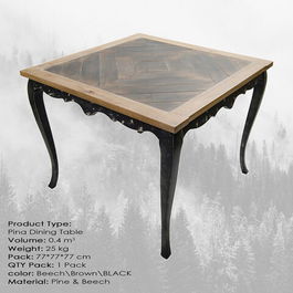 Masă, Massive Design, Pina Medium, 75x75x75cm, Fag / Maro / Negru