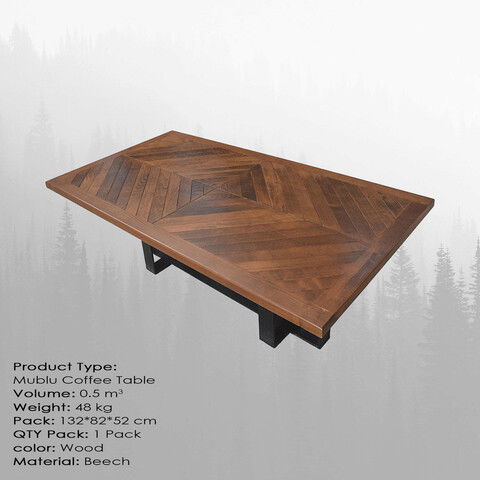 Măsuţă de cafea, Massive Design, Mublu Small, 130x50x80cm, Nuc