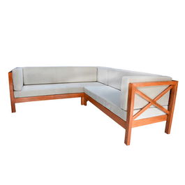 Canapea de coltar, Massive Design, Tambo, 215.200x70x68cm, Alb
