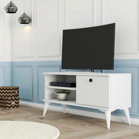 Comoda TV, Mezza, Retro 1554, 90x44.6x29.5cm, Alb