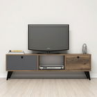 Comoda TV, Mezza, Serenat 1214, 138x42.6x29.5cm, Nuc / Negru / Antracit