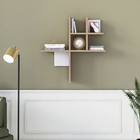 Raft de perete, Minima, Balance, 74x75x22cm, Stejar / Alb