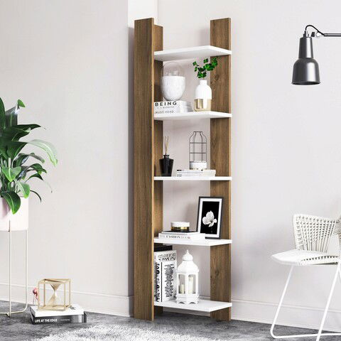 Corp biblioteca, Minima, Reeta, 45x160x25.6cm, Nuc / Alb