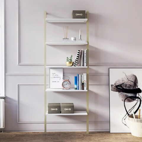 Corp biblioteca, Minima, Magliana, 66.5x180x29.5cm, Alb / Aur