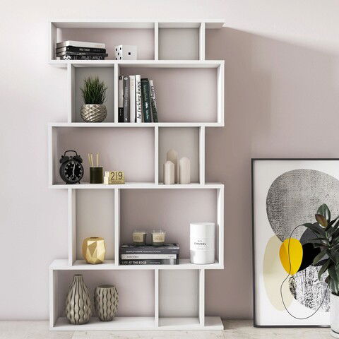 Corp biblioteca, Minima, Piramide Wide , 90x160x22cm, Alb