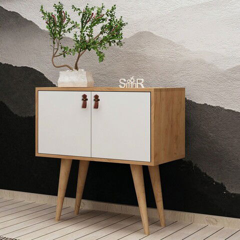 Consolă, Mod Design, Rebecca, 80x80x40cm, Stejar / Alb