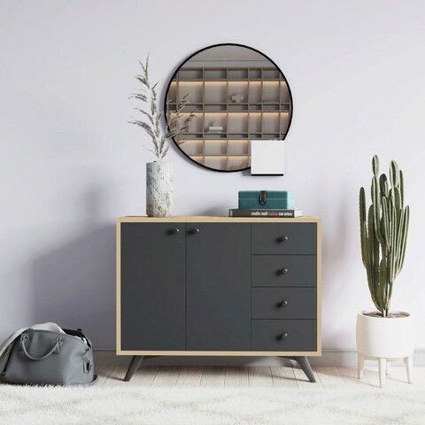Dulap multifunctional, Mod Design, Waga, 100x82x35cm, Stejar / Antracit