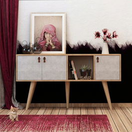 Bufet, Mod Design, Plamen, 140x80x40cm, Stejar / Alb