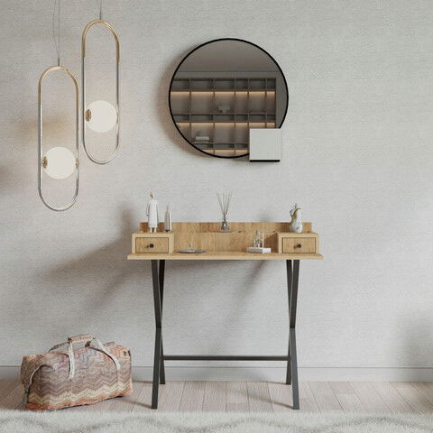 Masa de toaleta / machiaj, Mod Design, Dubai, 100x50x89cm, Stejar / Negru