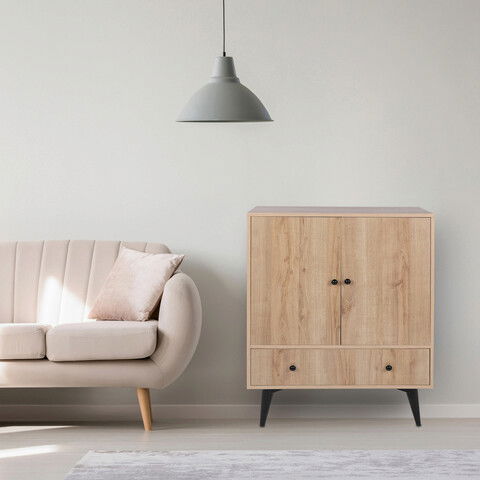 Dulap multifunctional, Mod Design, Bern, 90x35x113cm, Stejar / Negru