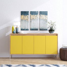 Consolă, Mod Design, UTAH, 140x94x40cm, Stejar / Galben