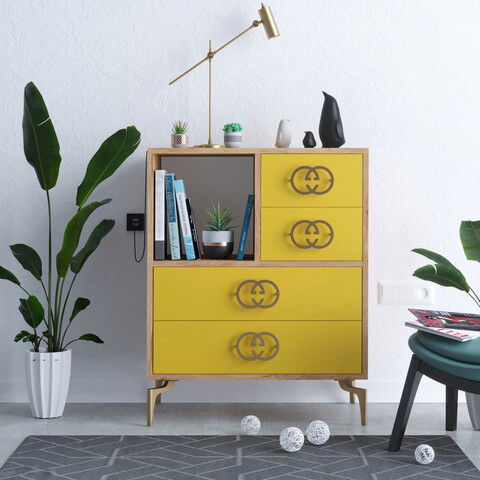 Dulap, Mod Design, ELİN, 70x88.6x40cm, Aur / Stejar