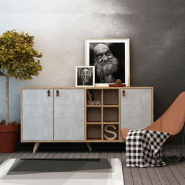 Consolă, Mod Design, Prilika, 140x89x40cm, Stejar / Alb