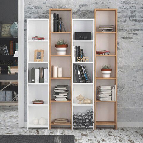 Corp biblioteca, Mod Design, Semm, 33.6x180x25cm, Stejar / Alb