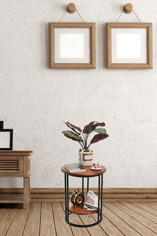 Masuta, Nassre, 1035-2, 45x55x45cm, Negru / Nuc