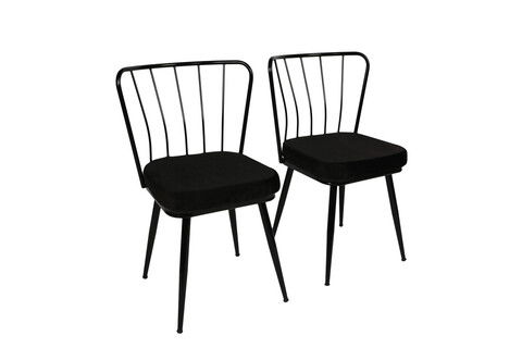 Set scaune (2 bucăți), Nmobb , Yıldız 181, Cadru: 100% METAL, Negru