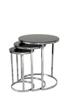 Set masute 3 piese, Nmobb , Dunya, Cadru: 100% METAL, Argint / Negru