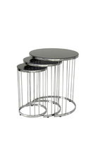 Set masute 3 piese, Nmobb , Çubuklu, Cadru: 100% METAL, Argint / Negru