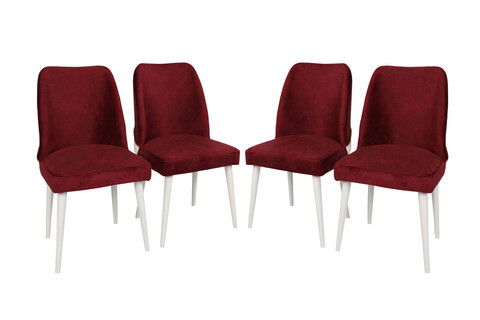 Set scaune (4 bucăți), Nmobb , Nova 782, Cadru: 100% METAL, Rosu bordo / Alb