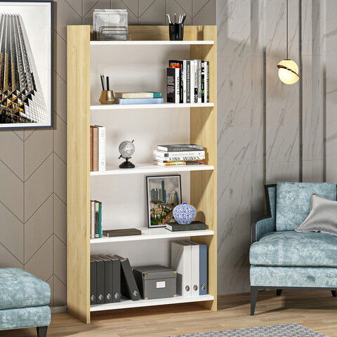 Corp biblioteca, Olivia, Amy, 63.6x150x29.6cm, 100% PAL melaminat, Safir / Alb