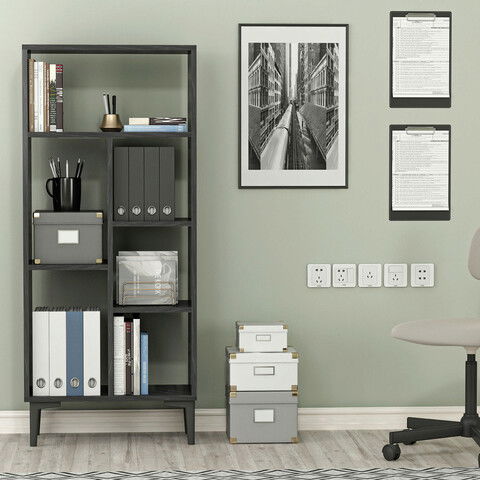 Corp biblioteca, Olivia, Penta, 60x138.6x29.6cm, 100% PAL melaminat, Negru / Marmură
