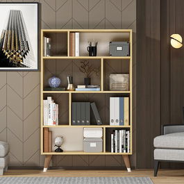 Corp biblioteca, Olivia, Harby, 90x138.6x25cm, 100% PAL melaminat , Alb / Stejar safir