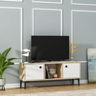 Comoda TV, Olivia, Parion, 120x48.2x29.6cm, 100% PAL melaminat, Stejar safir / Alb