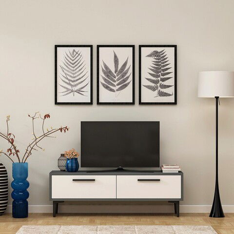 Comoda TV, Olivia, Leni, 120x45x29.6cm, 100% PAL melaminat , Antracit / Alb