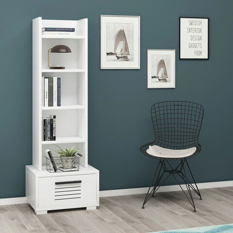 Corp biblioteca, Olivia, Dawn, 35x152.2x25.6cm, 100% PAL melaminat, Alb