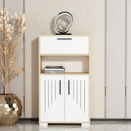 Dulap multifunctional, Olivia, Perfect, 72x123.6x35cm, 100% PAL melaminat , Stejar safir / Alb