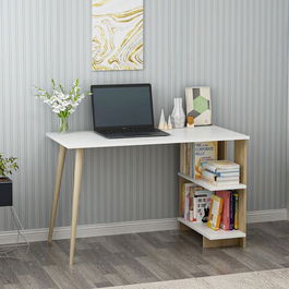 Birou, Olivia, Elas, 110x74x50cm, 100% PAL melaminat, Alb / Stejar safir