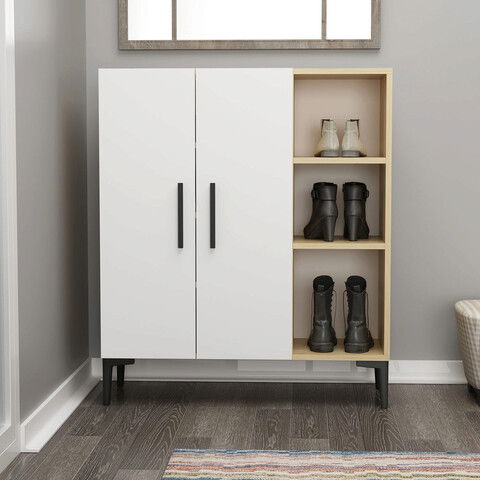 Dulap multifunctional, Olivia, Viva, 90x105x32cm, 100% PAL melaminat, Safir / Alb