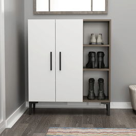 Dulap multifunctional, Olivia, Viva, 90x105x32cm, 100% PAL melaminat, Nuc / Alb