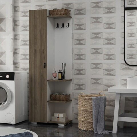 Dulap multifunctional, Olivia, Flexi, Cm, 100% PAL melaminat, Nuc / Alb