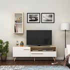 Comoda TV, Olivia, Zera, Cm, 100% PAL melaminat, Stejar safir / Alb