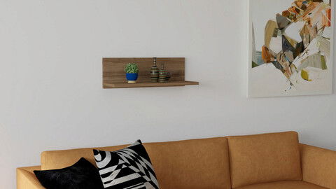 Raft de perete, Puqa Design, Fane, 60x19.6x21.6cm, 100% PAL melaminat, Nuc
