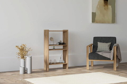 Corp biblioteca, Puqa Design, Pera, 52.4x90x22cm, 100% PAL melaminat, Nuc