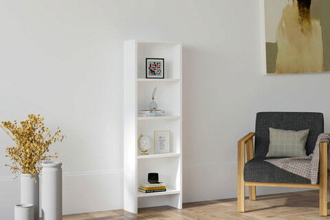 Corp biblioteca, Puqa Design, Barkın, 40x150x19.6cm, 100% PAL melaminat, Alb