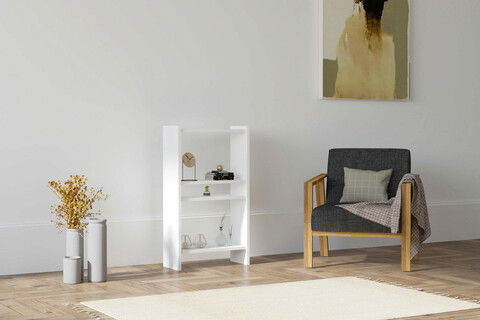 Corp biblioteca, Puqa Design, Pera, 52.4x90x22cm, 100% PAL melaminat, Alb