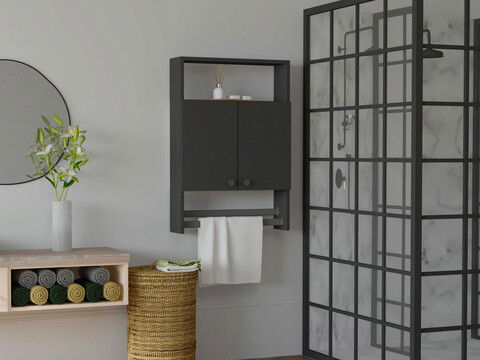Dulap de baie, Puqa Design, Ela, 60x87x15cm, 100% PAL melaminat, Antracit