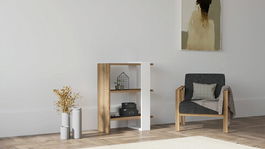 Corp biblioteca, Puqa Design, Gaye, 51.8x70x25cm, 100% PAL melaminat, Nuc / Alb