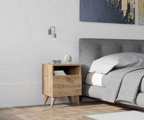 Noptiera, Puqa Design, Barlo, 40x50x40cm, 100% PAL melaminat, Nuc