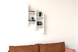 Raft de perete, Puqa Design, Damla, 49.4x85x14.5cm, 100% PAL melaminat, Alb